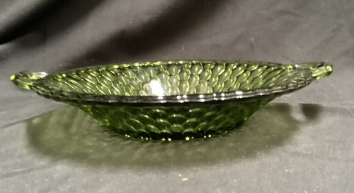 Vtg green 9" depression glass, Anchor Hkng, candy/nut serving dish with handles - Picture 3 of 8