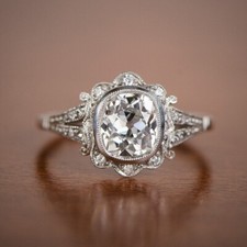 White Cushion Cut 925 Silver Art Deco Style Wedding Ring 1.60 CT Cubic Zirconia