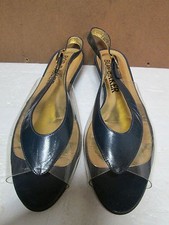 BOB BAKER Vintage Clear with Blue Leather Trim Womens Flats Size 7.5