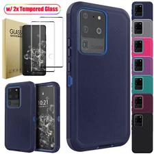 For Samsung Galaxy S20+ S20 Ultra S20 Heavy Duty Phone Case Cover Tempered Glass