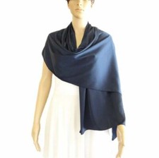 Navy Blue Shawl. Handmade Long Scarf. Silk Wrap Scarf. Soft Silk Shawl.