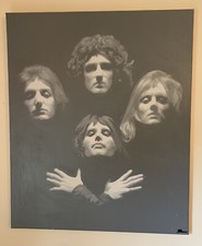 Queen : A Signed Original Framed Acrylic & Silk Painting On Canvas 49 X 59cm