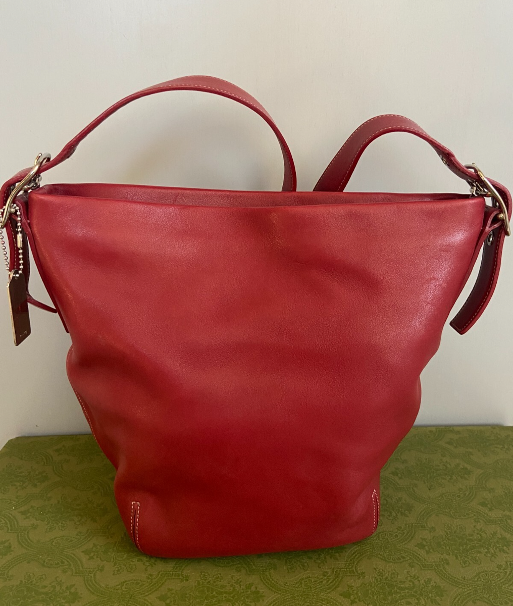 COACH VTG #9186 Legacy Leather Soho Hobo Bucket Shoulder Bag - Red