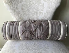 Beige Taupe Ivory Accent Throw Bed Accent Decor Pillow 20" x 6.5" Cylinder Shape