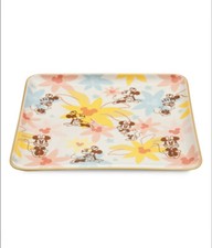 Disney Minnie Mouse Trinket Tray Square Dish Ceramic Pastel Colors Floral 5"