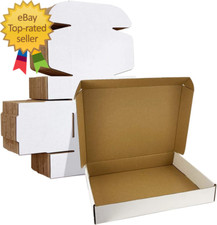 13X10X2 Inches Shipping Boxes Set of 25, White Corrugated Cardboard Box