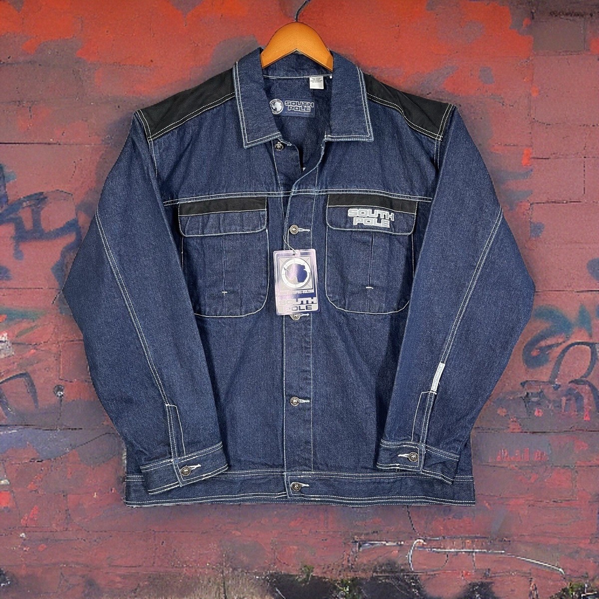 Vintage SouthPole Men's Large Denim Jean Jacket Y2K NWT Two Vintage SouthPole Men's Large Denim Jean Jacket Y2K NWT Two