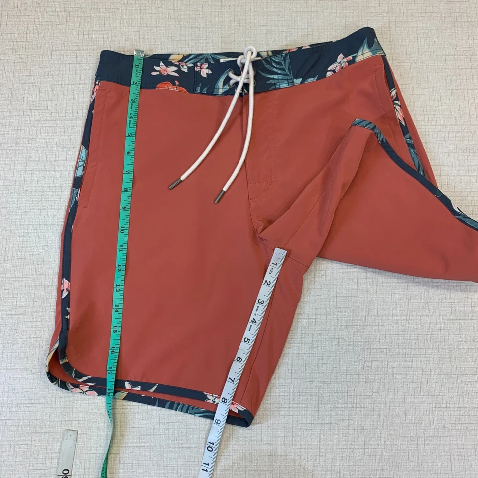 Pantalones Cortos American Eagle Para Hombre S Pequeños Arcilla Rojo Borde Floral Sin Forro Elásticos Foto 4 de 4