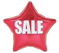 Red Sale Star Shape 19" Foil Balloon Non-Packaged 