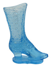 Antiguo soporte para ramo de botas azul charol Herman Tappan Glass 1886-1902