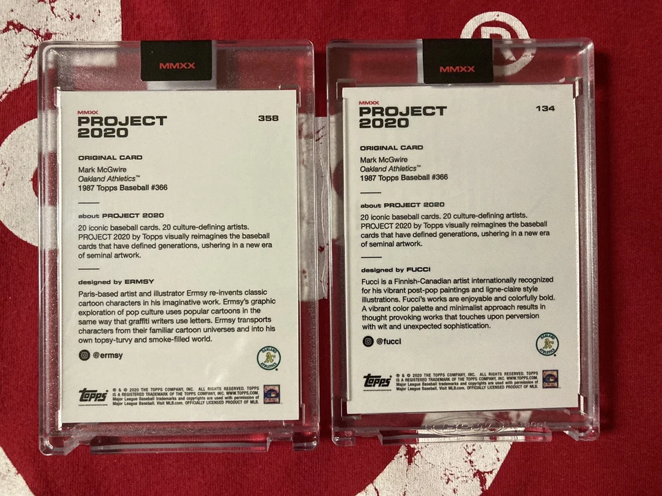 2020 Topps Project 2020 1987 Topps  Mark McGwire Ermsy #358 Fucci #134 LOT x2 - Image 3 of 4
