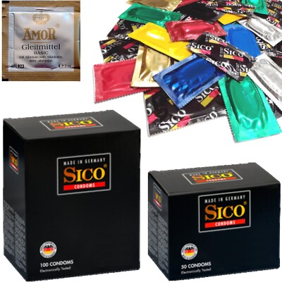 50 / 100 SICO Marken Kondome XL EXTRA GROß + AMOR Gleitgel