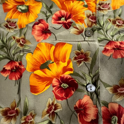 Vintage Saks Fifth Avenue Womens Silk Blouse Large Floral Oversized 90s Fall - Picture 2 of 11