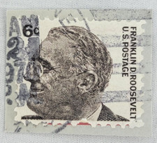 U.S. Postage ~ Franklin D. Roosevelt ~ 6¢ B&W Stamp ~ Cancelled ~ c.1966 ~ Y85