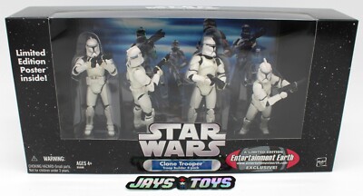 Star Wars 4-Pack White Clone Troopers W/ Battle Damage New in Shipper