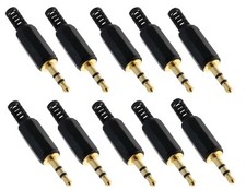 10x Gold Plated Jack Plugs 3.5mm Stereo - For Soldering