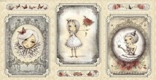 Parche niña La Vie En Rose crema 23" panel 100% tela algodón por panel