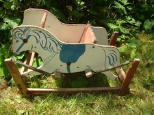 1930's Vintage Child's Riding Wooden Rocking Horse
