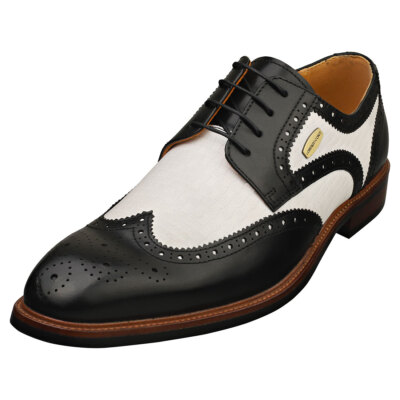 Laura Vita Andy Mens Black White Brogue Shoes - 8 US