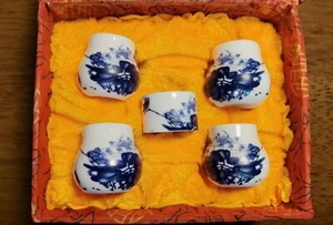 1set 5pcs Asian Bamboo Bird Cage subshrubby peony flower food ceramics cups 牡丹花