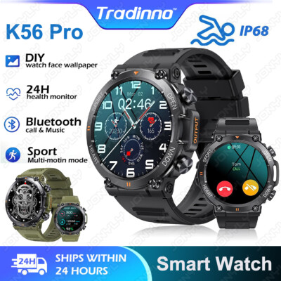 Military Smart Watch for Men(Answer /Make Call)Rugged Heart Rate