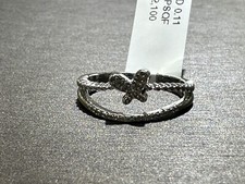 14k White Gold Genuine Diamond Butterfly Design Ring Size 6