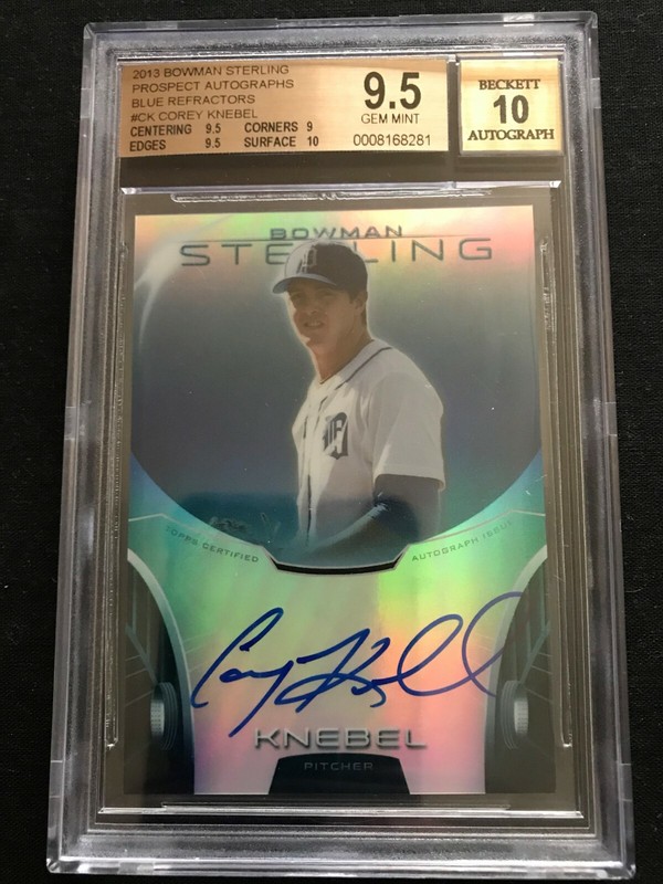 2013 Bowman Sterling Prospect Blue Refractor /25 Corey Knebel Phillies Auto 9.5