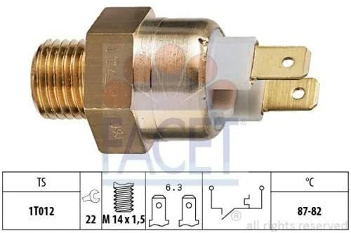 for BMW (1971-1988) 2-Prong Auxiliary Fan Switch White Top 82 deg.C FACET - Image 2 of 2