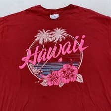 Vintage Hawaii Shirt Mens M/L beach surf Palm Tree Hibiscus Graphic 90s