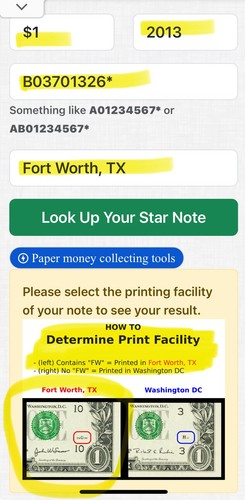 2013 B Duplicate Print ⭐️ STAR NOTE ERROR $1 Serial Number B03701326* F/W Print - Picture 6 of 18