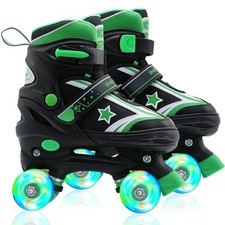 SMOOJOY Kids Roller Skates w/ Light-Up Wheels - Adjustable 4 Sizes for Boys Gi