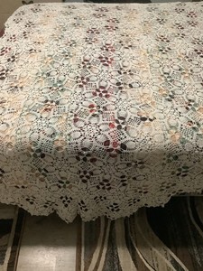 Vintage Crochet Lace Tablecloth 120 x 55