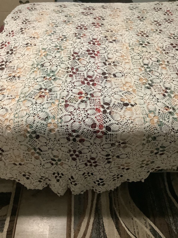 Vintage Crochet Lace Tablecloth 120 x 55