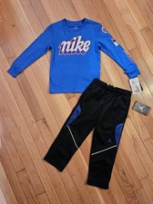 NEW Nike Jordan Little Boy Long-sleeve Tee  Fleece Pant Set, Blue sz 4 