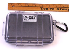 PELICAN 1020 MICRO CASE - BLACK  CLEAR - WATER  DUST PROOF - EXC CONDITION