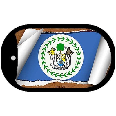 Belize Flag Scroll Metal Novelty Dog Tag Necklace 2'' x 1''