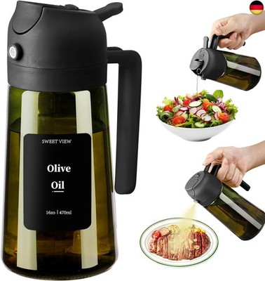 SWEET VIEW Olive Oil Dispenser and Oil Sprayer - 470ml Glass Lightproof Oil