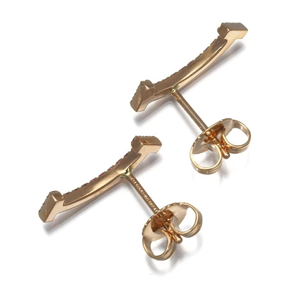 Auth Tiffany&Co. Earrings Pink Sapphire Tiffany T Smile 18K 750 Rose Gold - Image 3 of 4