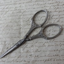 Ciseaux Anciens Nogent Couture en Argent 1920 Victorian French Silver Sewing