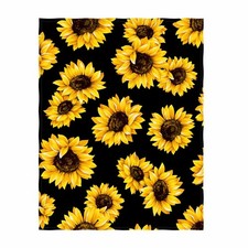 58 x 80 Inch Sunflower Print Super Soft Throw Blanket for Bed Couch Sofa Ligh...