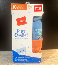 Hanes Pure Comfort Boys Tagless Brief Underwear Cotton 10 Pack 2T/3T Multi