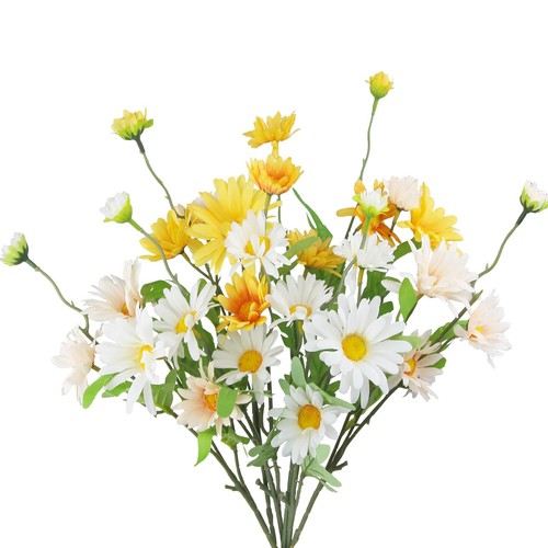 6 Pcs Artificial Daisy Flowers Silk Flower Outdoor UV Resistant Orange