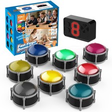 Wireless 8-Pack Buzzers for Trivia Games, Answer Buzzers for Classroom, Family