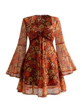 BEAUDRM Women's Plus Size Fall Hippie Boho Dress Lace Mini Dresses