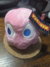 New Pac-Man 4.5" Plush Stuffed Animal Pink Ghost 3141100 Great Condition