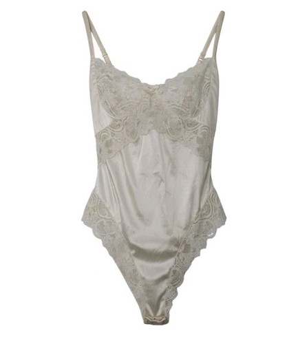 Vtg 90's Victoria's Secret Second Skin Teddy Wedding Bodysuit High Cut! M