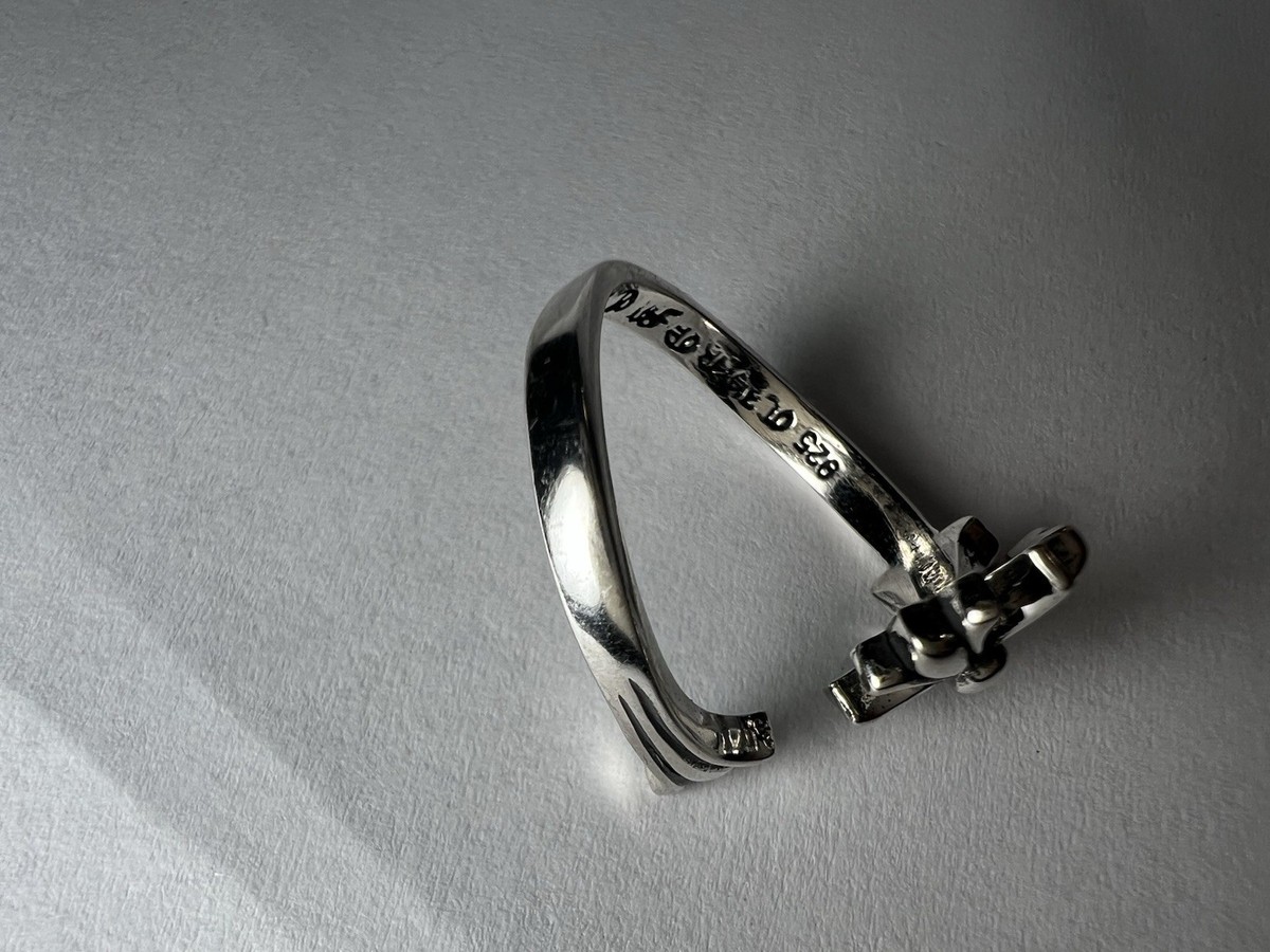 Chrome Hearts ❤️US Size 7,8 Gothic Silver Cross Flower Open Ring