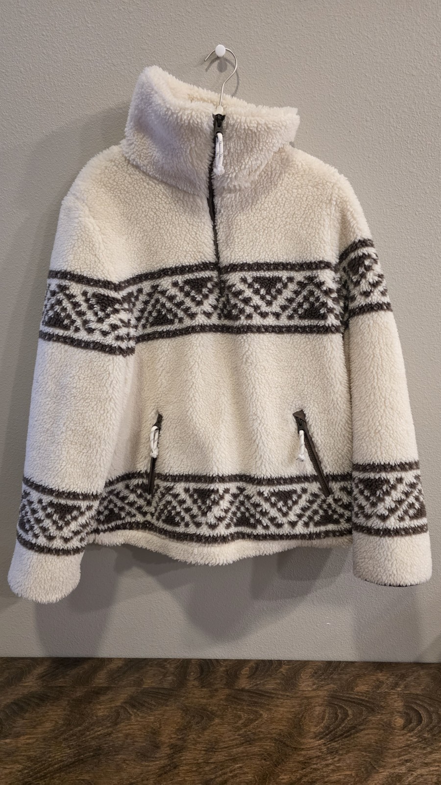 Faherty Aztec Pattern 1/4 Zip Jacket Ivory Brown … - image 1