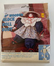 10 inch wooden block doll body with Instructions to complete.
