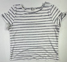 Green Envelope Los Angeles Top XL White Black Striped Short Sleeve Made in USA